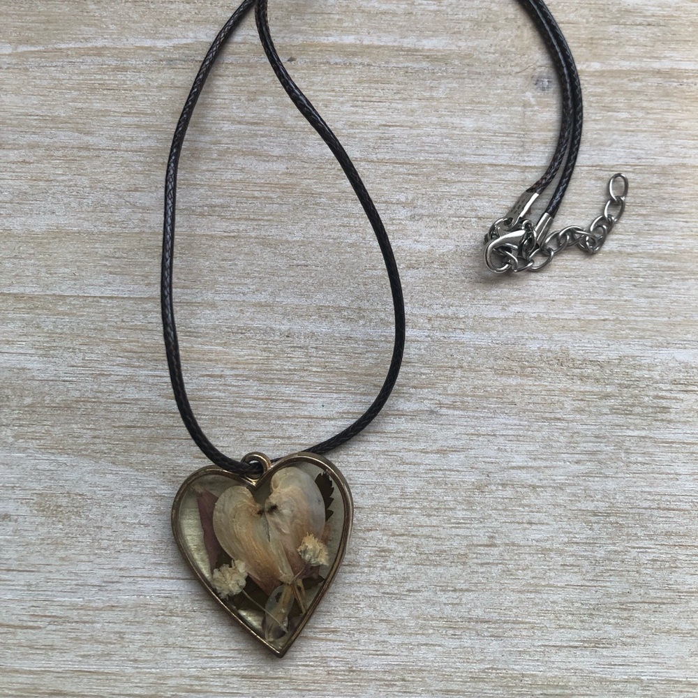 Heart Pendant Necklace with Black Cord